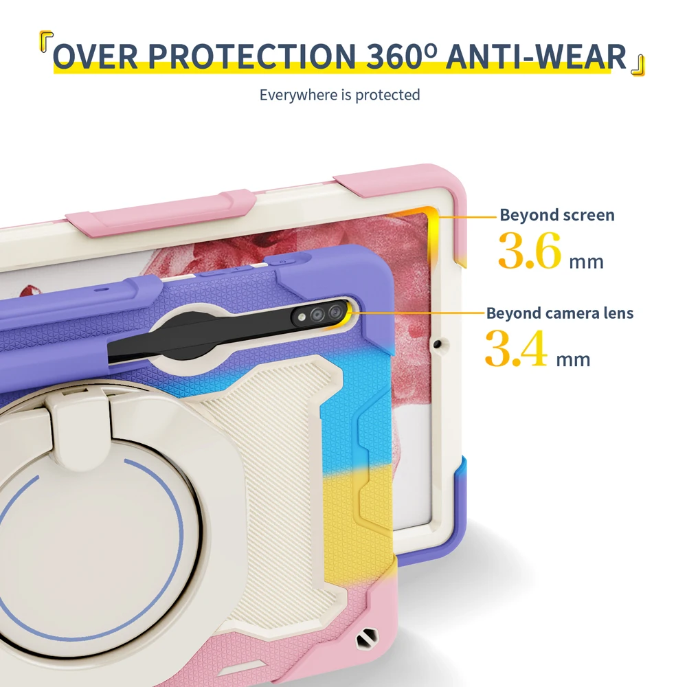 

12.4'' Tab S7FE S7 FE Portable Tablet Cases for Samsung Galaxy Tab S7 Plus S8 Plus Case T975 X800 Cover Coque Rotate Stand Shell