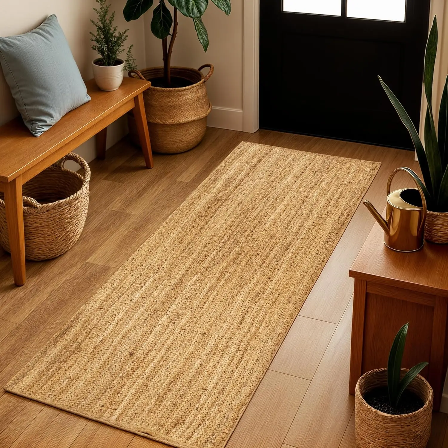 

Natural Jute Runner Rug 2x6 with Non-Slip Backing, Farmhouse Hallway Kitchen Entryway Mat, Eco-Friendly Boho Decor
