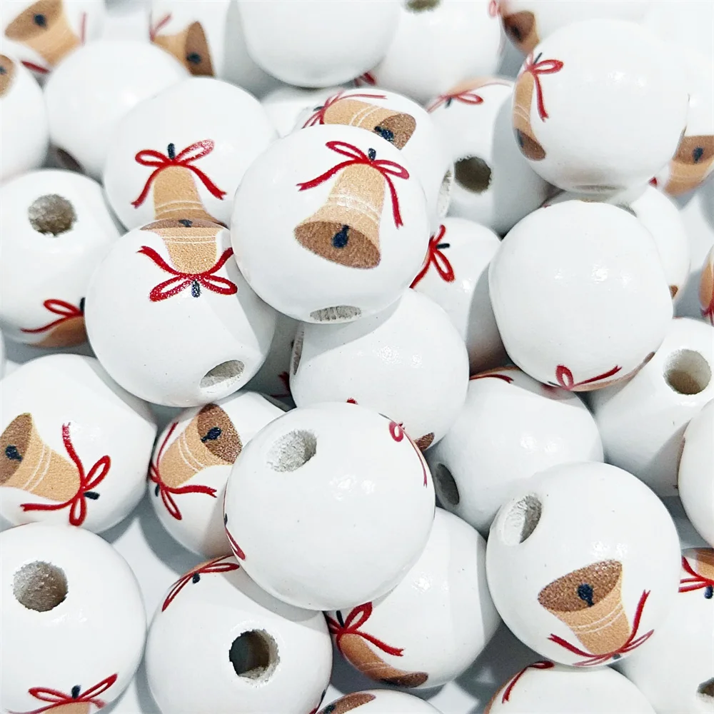 Assorted Printed Christmas Wooden Beads