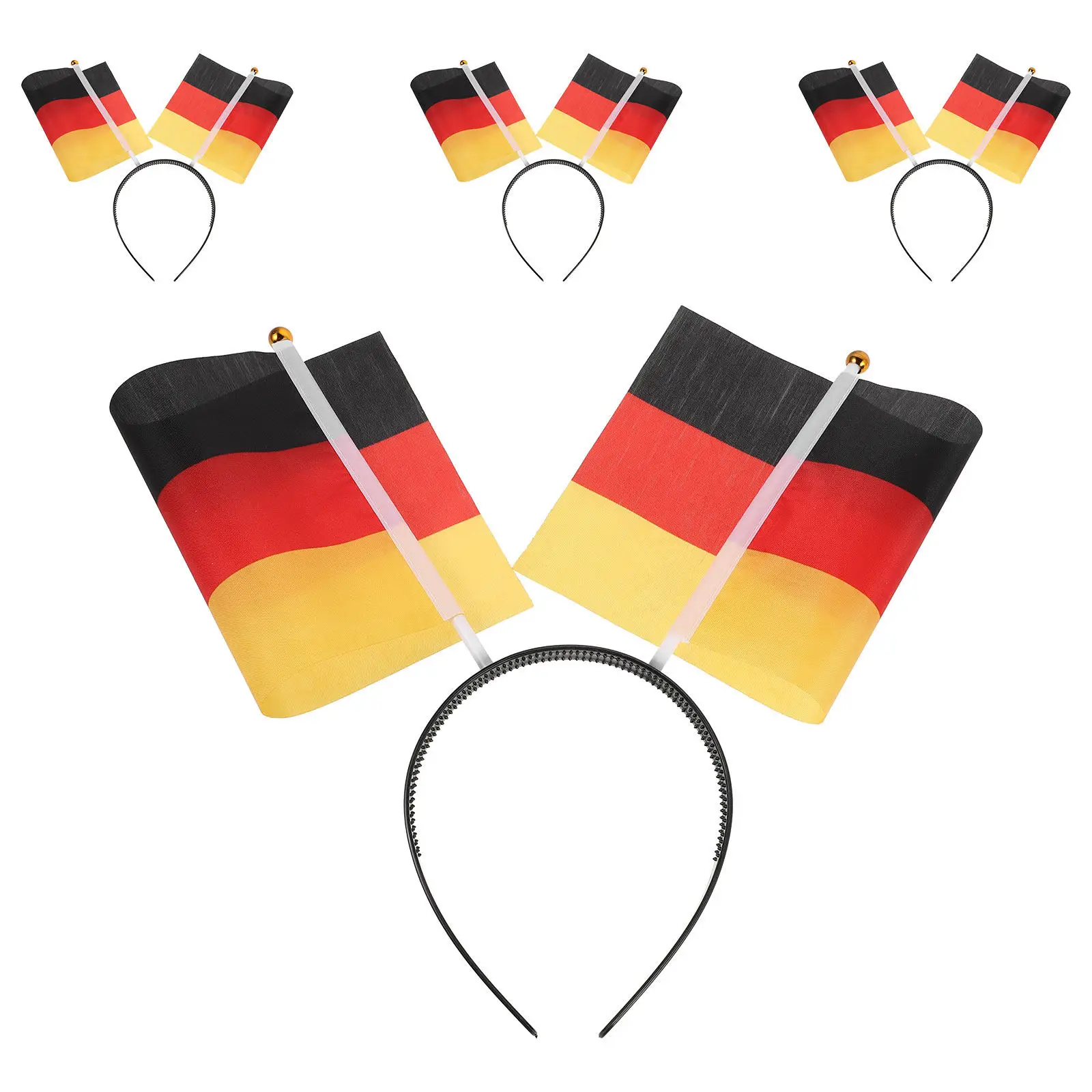 

4Pcs Germany Flag Headband Hair Hoop for Women Sports Fan Carnival Cheerleading Dress Up Festive Party New Year Photo Prop