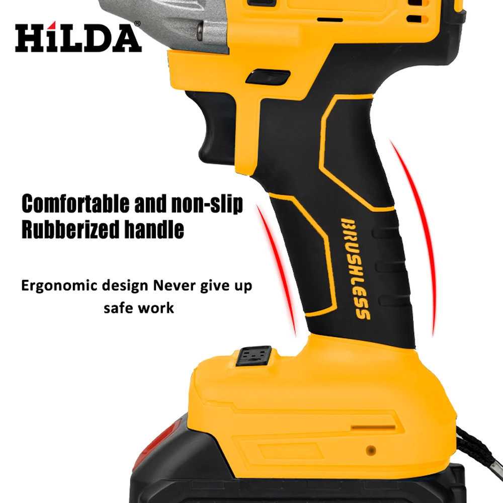 HILDA 21V Brushless Electric Impact Wrench Wireless Charging Key 1/3 Inch Makita Tool Lithium Ion Battery