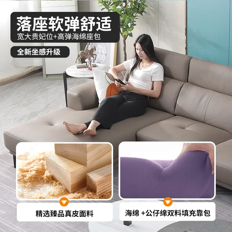 Italienisches minimalistisches Ledersofa, minimalistisches Sofa aus Rindsleder der ersten Schicht