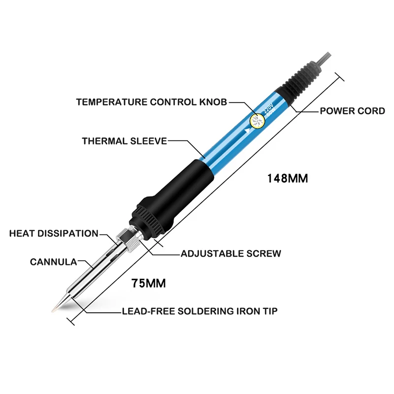 Saldatore elettrico Set di strumenti per saldatura per manutenzione elettrica per saldatura a temperatura interna regolabile da 60 W