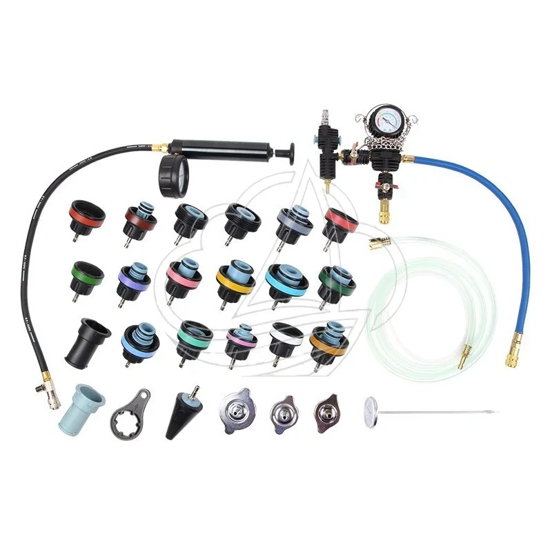 28PCS Car Water Tank Leak Tester, Coolant Replacement Tool with Vacuum Pressure Gauge