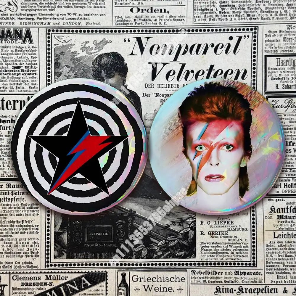 D-David B-Bowie Jazz Rock Singer Pin Badge 2PC Sets for Accessories & Bags & Clothes Metal Button Creative Gift