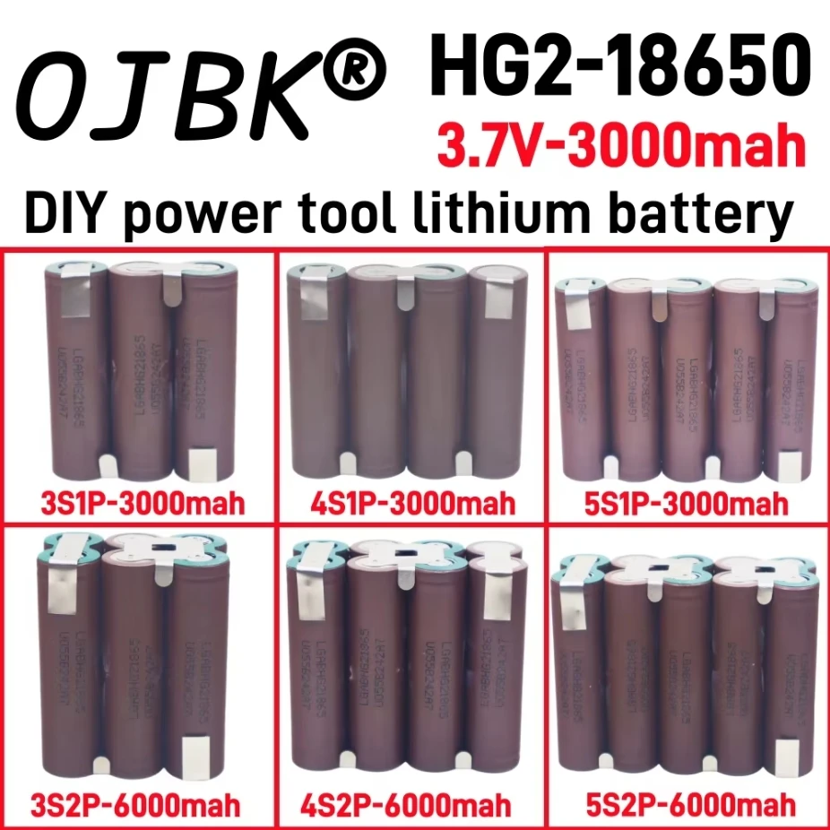 

100% Full Capacity 18650 HG2 3000mAh 6000mAh 20 Ampere 3S4S5sSS12.6V14.8V18v for DIY Screwdriver Battery Welding Battery Pack