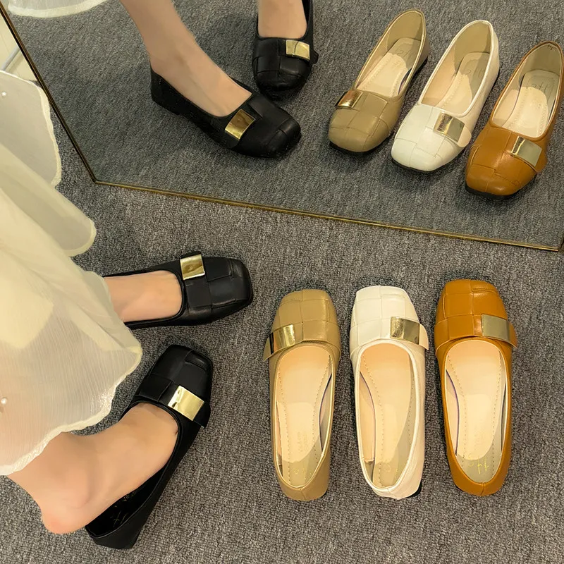

Женские туфли с квадратным носком, летние туфли с закрытым носком, модная женская обувь, новинка 2024, модные туфли под платье, женская мода, 2024