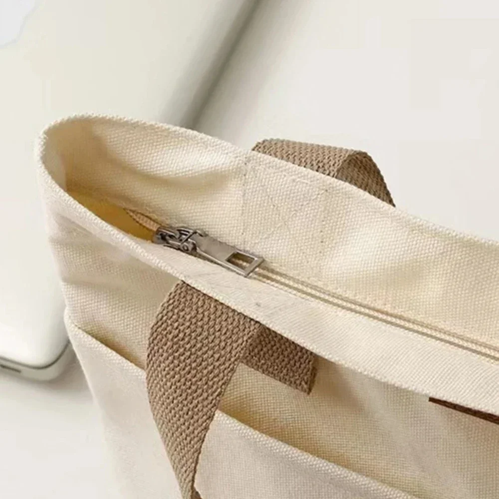 1Pc frauen Einkaufstasche Leinwand Nähgarn Große Kapazität Erweiterte Sinn Handtasche Bequem Praktische Weibliche der Pendler Tasche – Detail 5