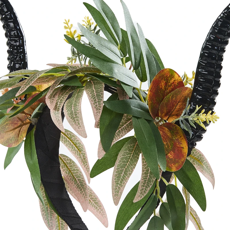 Opaska do włosów z rogowym antylopą w stylu gotyckiej lolity, ozdobiona kwiatami i girlandą, rekwizyt do zdjęć dla kobiet.