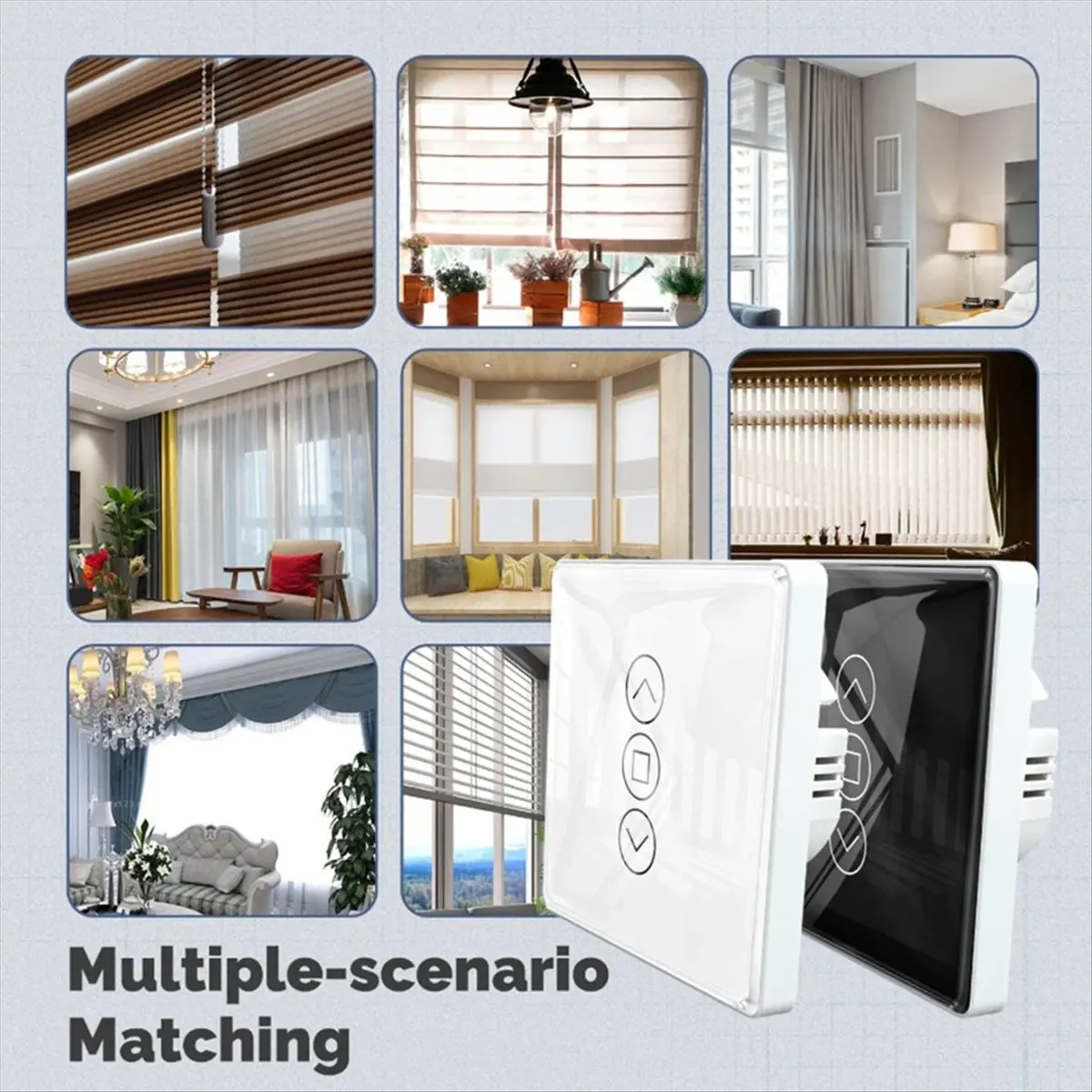 BaoBao-Tuya ZigBee Smart Curtain Switch 2.5D RF433 Arc Glass Touch для рулонных жалюзи Switch Smart APP Wireless Black