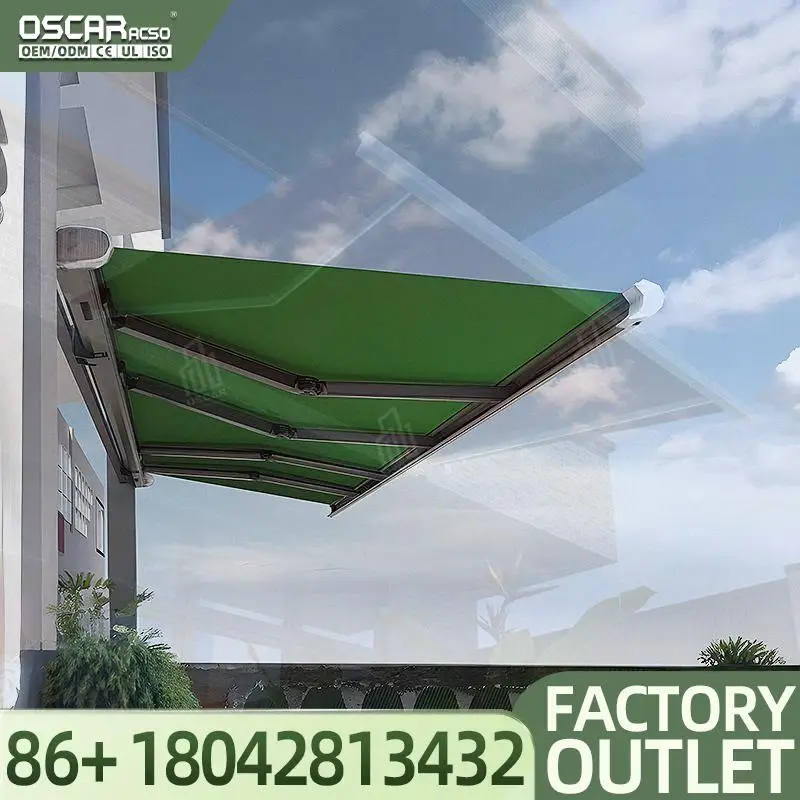 Heavy Duty Retractable Outdoor Aluminum Window Sunshade Folding Awning Motorized Remote Control for Patio Balcony Garden Retract