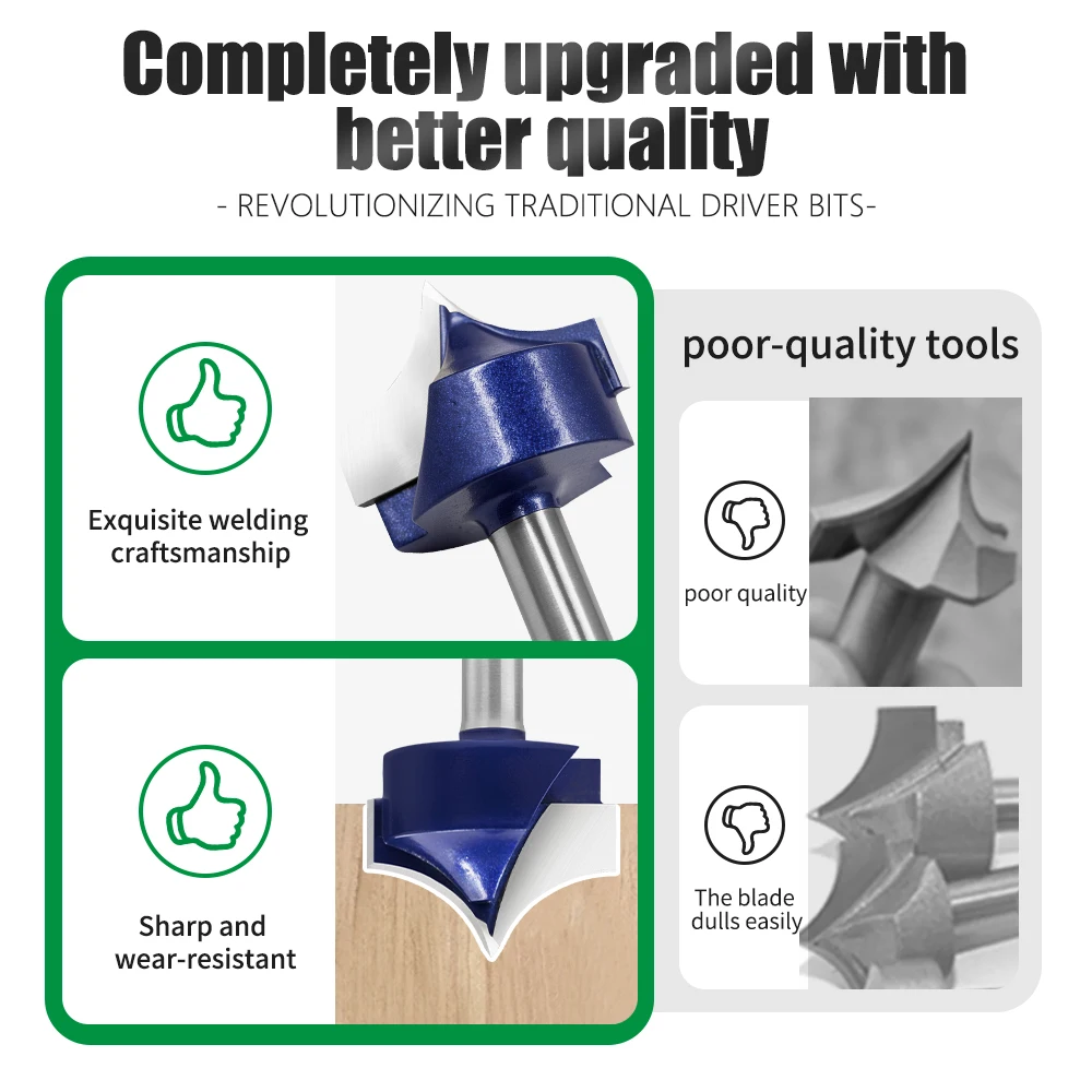 AURWOF Tapered Ball Nose Router Bit 1/4" Shank, Solid Carbide Engraving Cutter For Wood Carving & CNC, 6.35mm-25.4mm Diameter