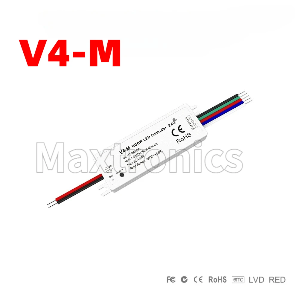 NEW Skydance Mini 2.4GHzRF Constant Voltage LED Controller V4-M V4-M(CJ) V4-M(DJ) DC12-24V 1.5A 4CH For RGBW LED Strip Lights