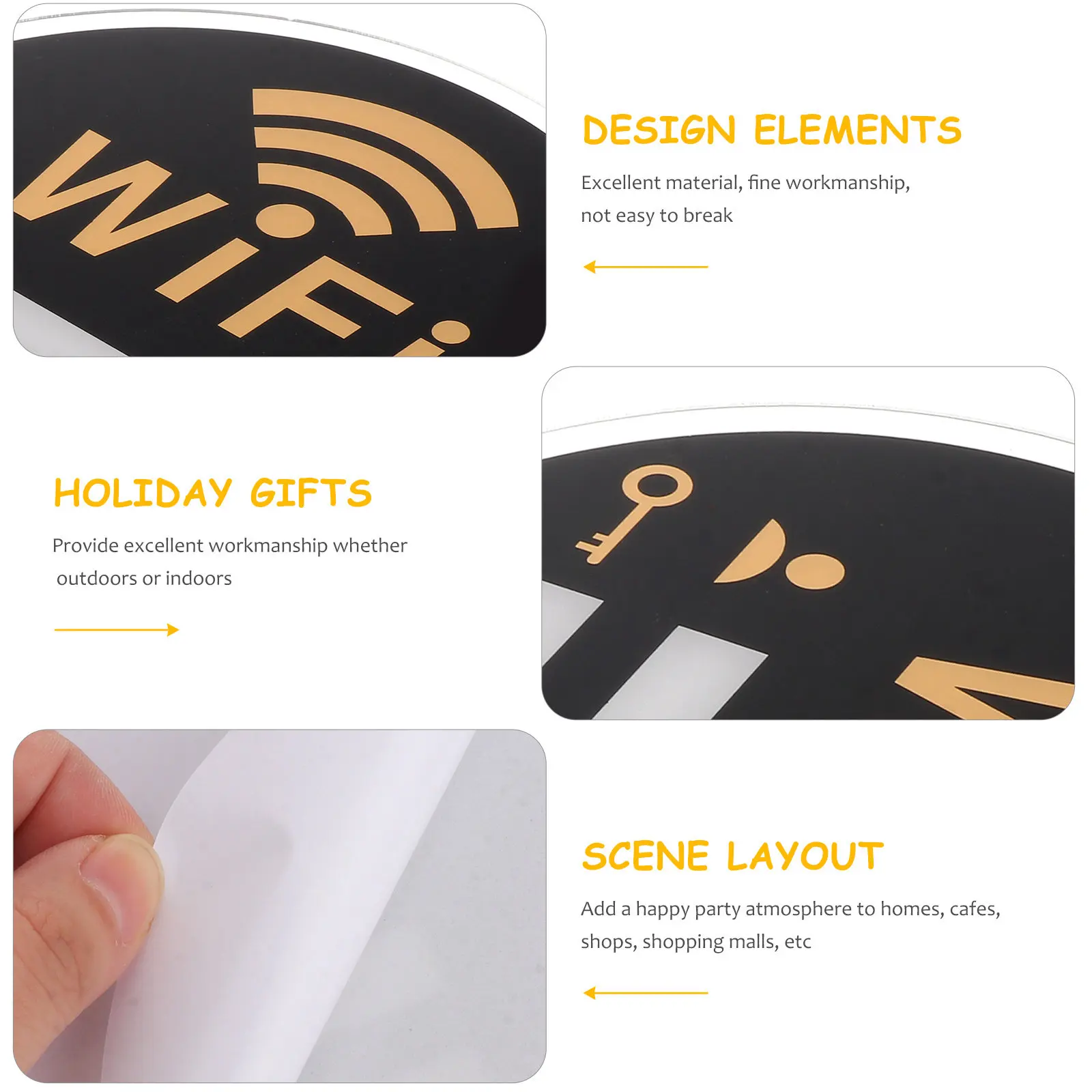 Acrylic WiFi Sign 15x15cm Eye Catching Wall Mounted Password Display Enhances Customer Flow in Cafes Hotels Toilets and Venues