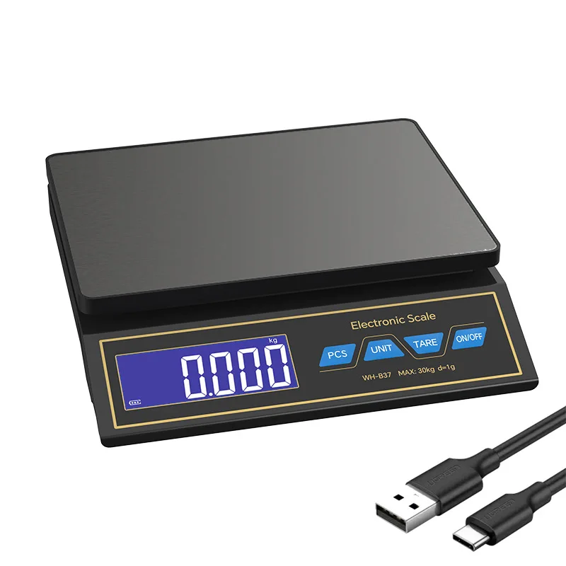 ميزان المطبخ الإلكتروني القابل لإعادة الشحن من الفولاذ المقاوم للصدأ المنزلي 30 كجم 1 جرام ميزان الطعام الرقمي ميزان الوزن #2