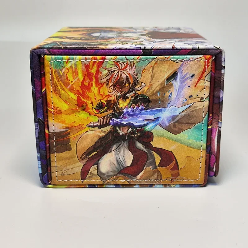 YuGiOh caja de almacenamiento de tarjetas de cuero, tarjetas de centro, juego clásico de Anime, juguete de colección