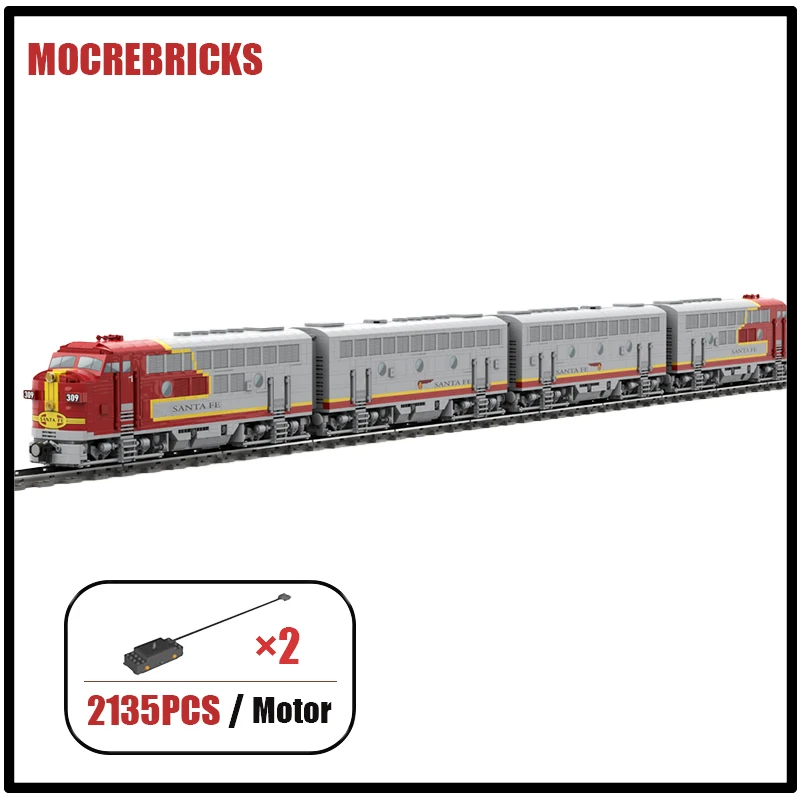 MOC City Diesel Locomotive EMD F7 Building Block Model Railway Motor Train Sets Bricks DIY Puzzle Toys Children\'s Xmas Gifts