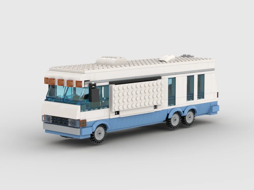 475PCS Custom RV Mobile Pub Camper Van Building Block Set Creative Expandable Side Model Intricate Desk Display Decor Gift