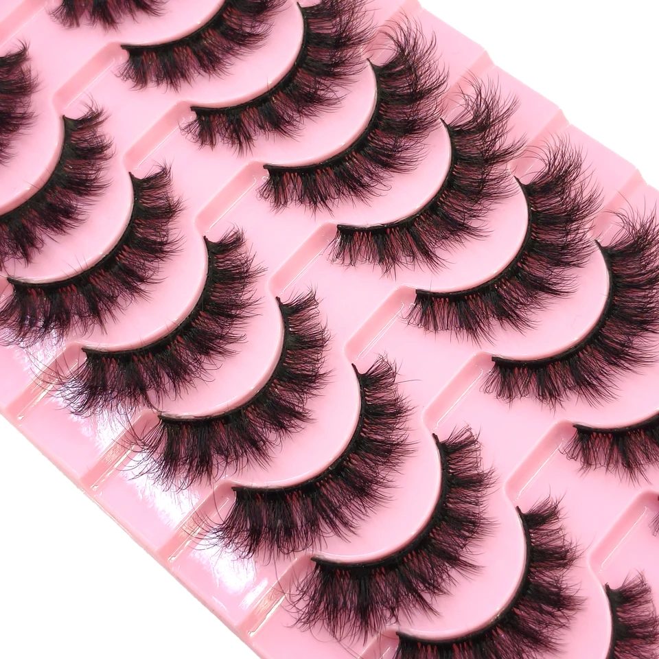 10 Pares Mezcla Pestañas Mink Esponjosas Dramáticas Postizas Naturales Largas Faux Mink Suaves Aspecto Extensiones XH01 3