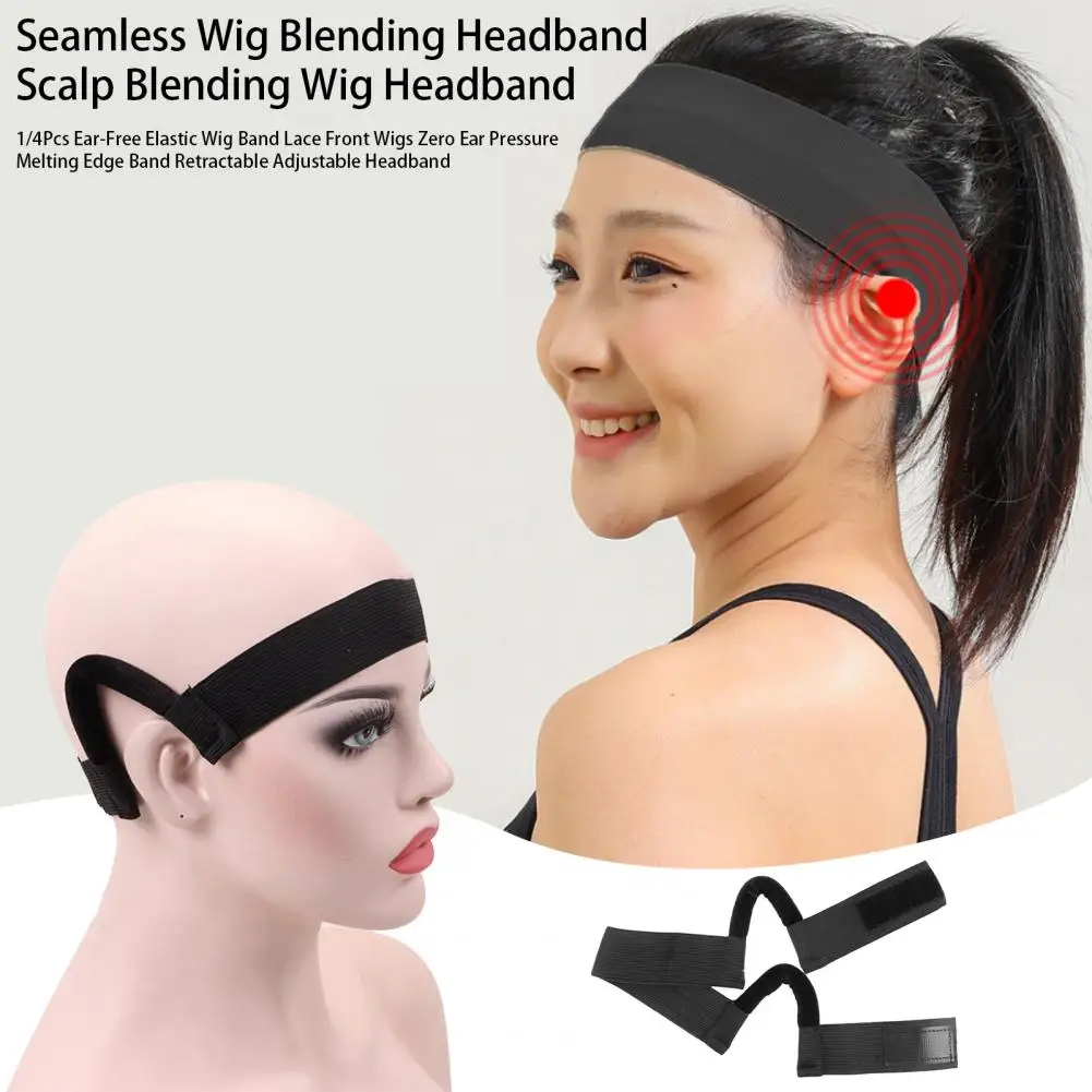 1/4Pcs Ear-Free Elastic Wig Band Lace Front Wigs Zero Ear Pressure Melting Edge Band Retractable Adjustable Headband 90%