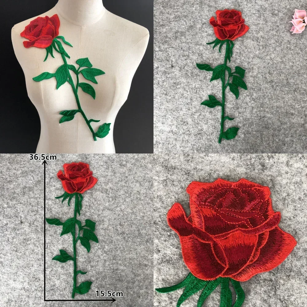 Ricamo fiore rosa applicazione applique colletto finto indumento cucito forniture artigianali fai da te accessori materiale 1 pezzo in vendita