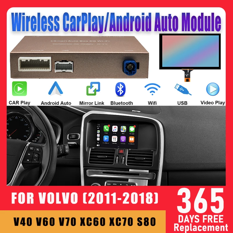 

Wireless Apple Carplay Android Auto Module Car AI Box For Volvo XC60 XC70 S60 S80 V60 V70 V40 With Touchscreen Extension