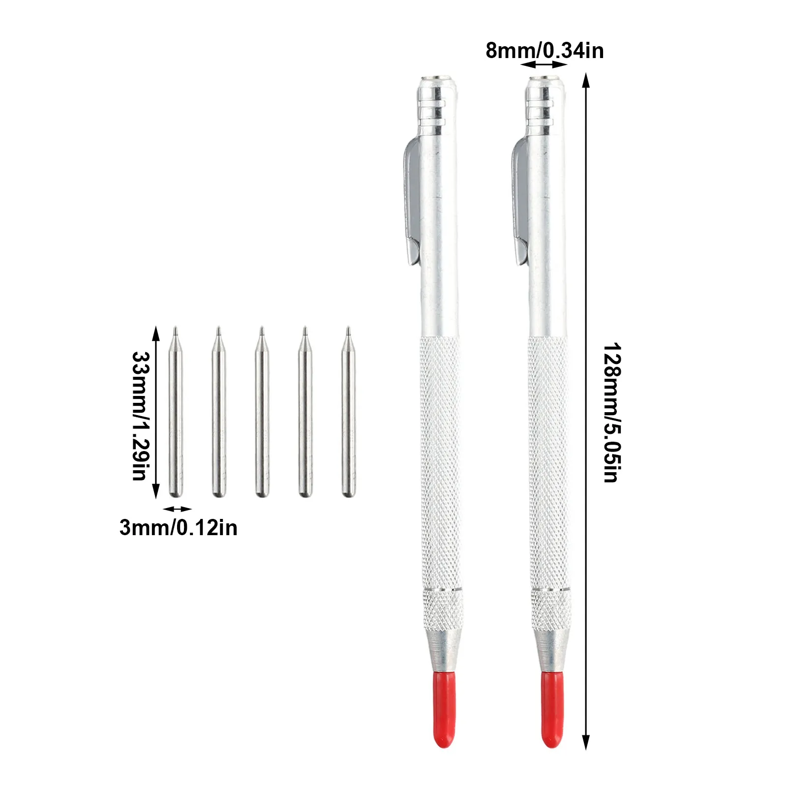 Scriber Pen 7PCS Set with Carbide Tips and Aluminium Body for Engraving For Glass Ceramic Stainless Steel Metal Sheets