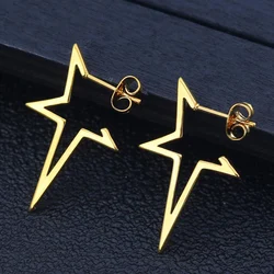 Big Star Earings Punk Stud Earrings Women Minimalist Jewelry Rose Gold Color Stainless Steel Earrings 2024 Piercing Accessories
