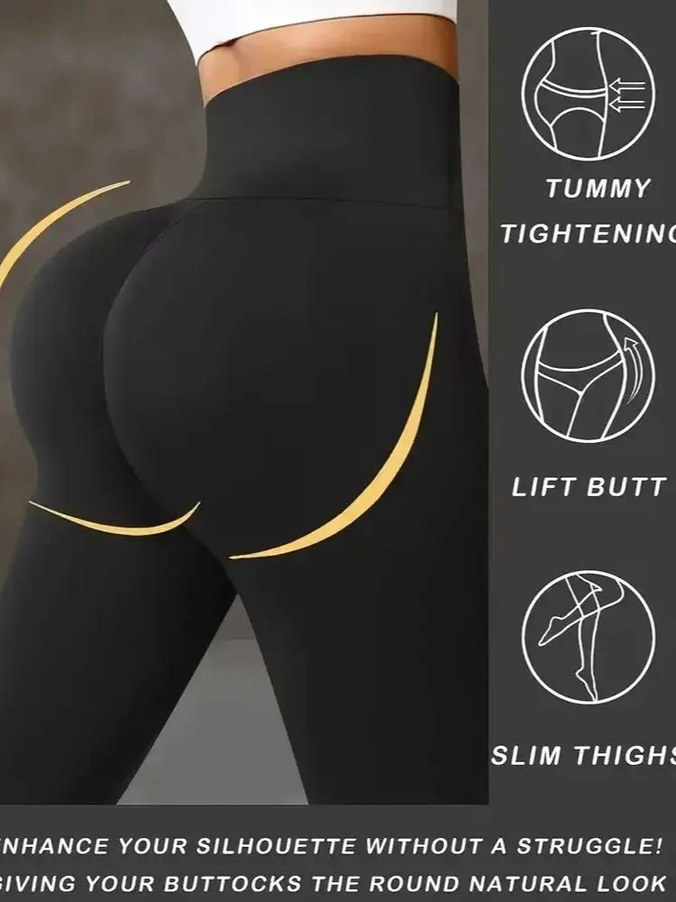 Damen-Yogahose mit hoher Taille, Po-Lifting-Leggings mit breitem Bund, verstellbare Po-Lifting-Trainingshose für Laufen, Fitness und Gym