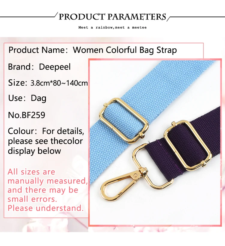 1Pc Deepeel 38mm Wide Canvas Bag Strap 80-140cm Adjustable Women's Handbag Replace Shoulder Straps Crossbody Bags Accessories