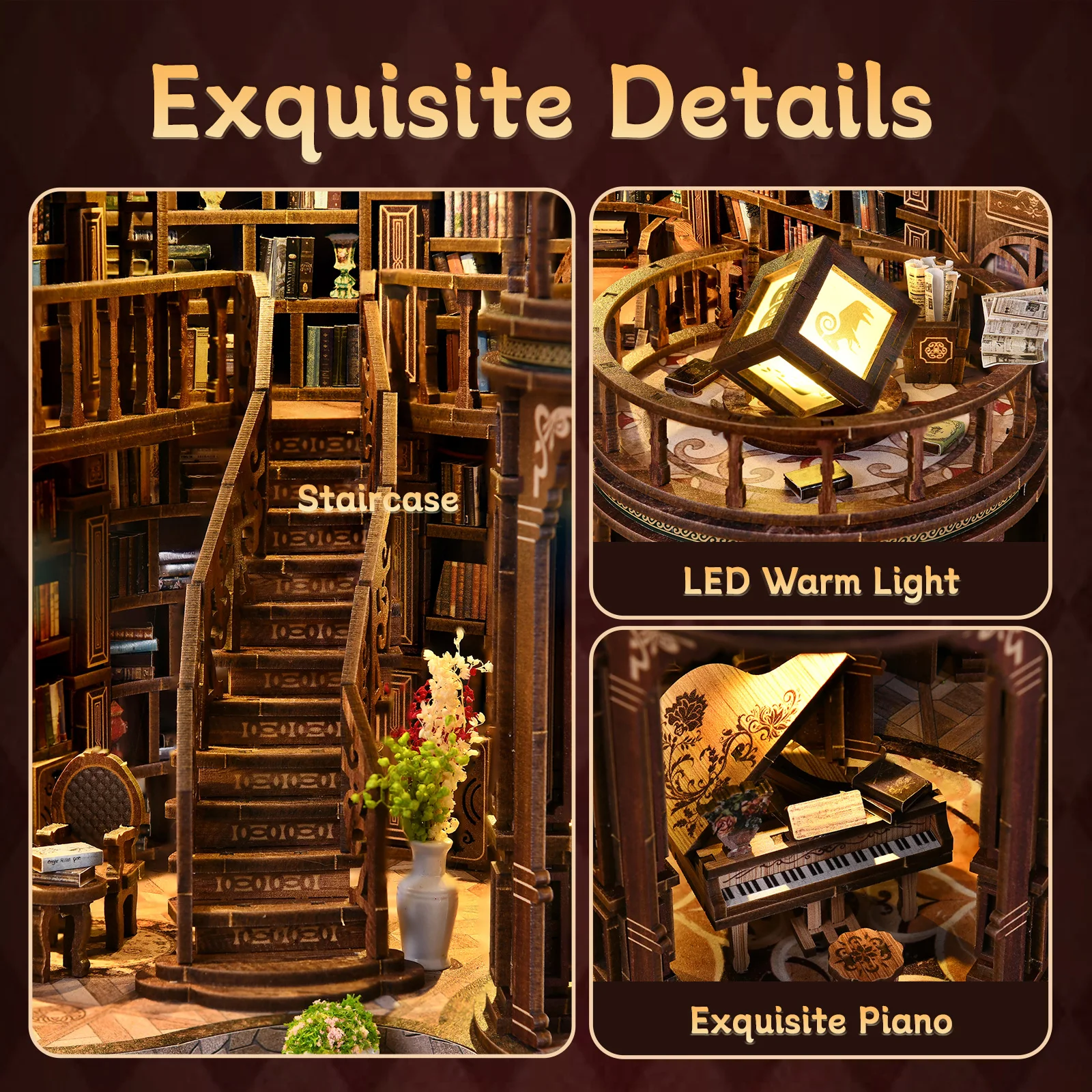 Zestaw do samodzielnego montażu drewnianego mini domku z książek, drewniane puzzle 3D, zestaw do rękodzieła, zabawki do budowania, dekoracja na półkę z książkami, zabawki dla dzieci