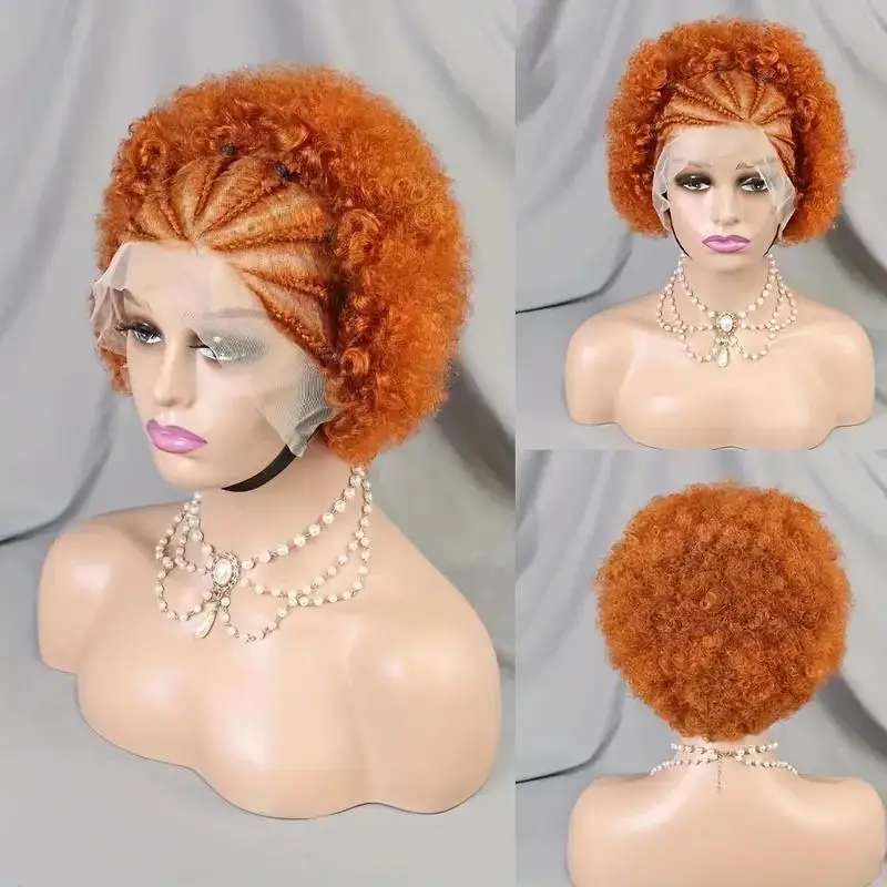 Afro Bogaras Bodor 13X4 csipkével bejárati Műhaj 250% Légzáróság Emberek haja Műhaj vel 8 hüvelykes Félkegyelmű haja Műhaj Brazíliai wigs 100% remy haja wigs