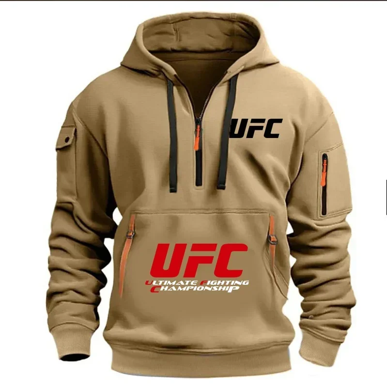 2025 الربيع y otoño hombres y mujeres UFC lucha media cremallera سوداديرا con capucha calle ocio deportes مودا سوداديرا con c