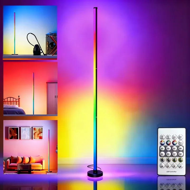 

Напольный RGB-светильник с изменением цвета, дистанционным управлением, умным управлением через Bluetooth-приложение, угловой атмосферный светильник, питание от USB, диммируемый торшер
