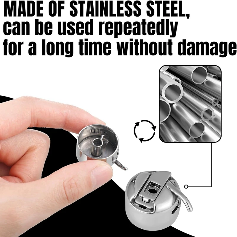 16 Pcs Sewing Machine Bobbin Case Spare Stainless Steel Bobbin Case Silver Metal Sewing Machine Accessories