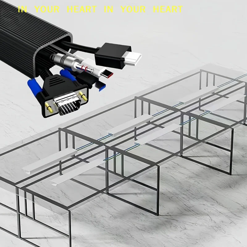 【X】White Cable Protecter No Drilling Under Desk Management Tray Channel Desk Cable Organizer Cable Management Accessories