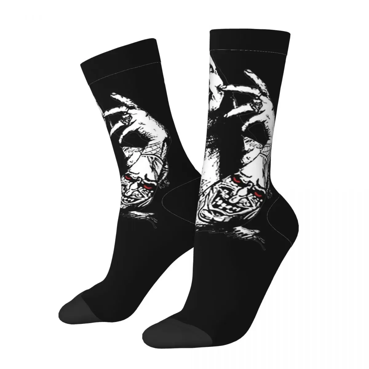 Casual Red Devil Marilyn Manson Basketball Socks Metal Rock Polyester Crew Socks for Unisex Sweat Absorbing