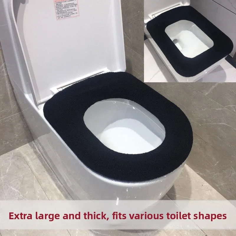 Thickened Flocking Toilet  Cover Universal Large Square Pure Black White European Style Toilet Bowl Ring Freshman Condens...