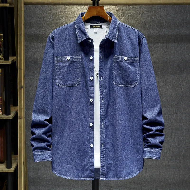 Pure Cotton Long Sleeve Denim Shirt Men's Workwear Anti-Heat Wear-resistant Labor Protection Clothing for Welding on Construc...