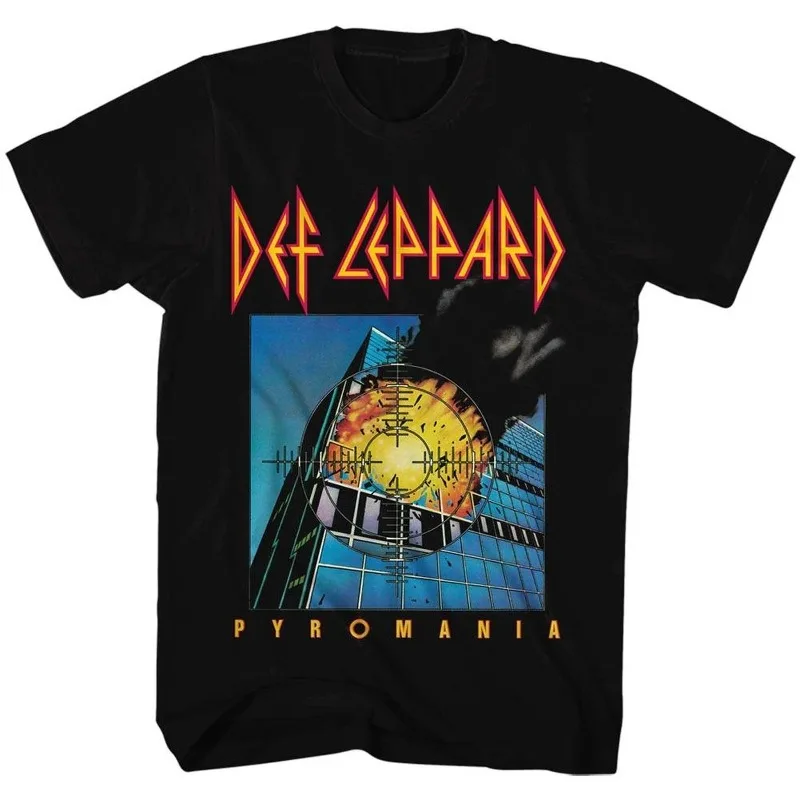 Camiseta Def Leppard Pyromania preta para adultos, camiseta masculina e feminina solta e respirável para o verão