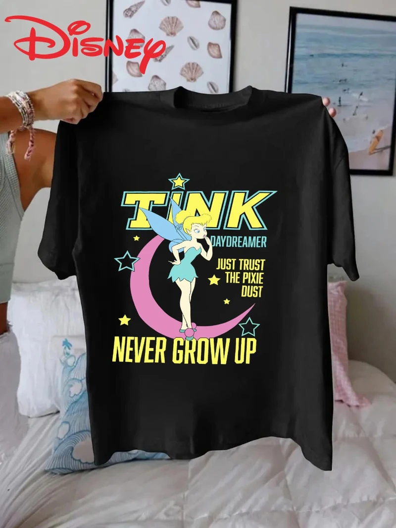 

Футболка Disney Tinker Daydreamer, модный спортивный свободный летний топ из высококачественного чистого хлопка с короткими рукавами