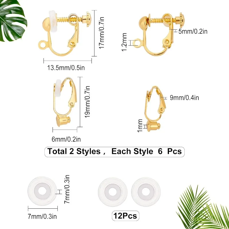 1 Pudełko 12Pcs 2 Style Clip-on Earring Findings Stud Clip On Earring Converter Clip On Dangle Earring Post Earring Clips Mosiężny kolczyk — zdjęcie 3