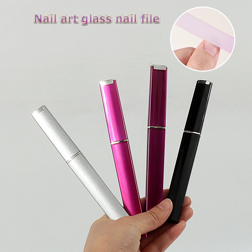 المهنية الزجاج ملفات الأظافر التدرج مصقول كريستال تلميع ملفات الأظافر مزدوجة الوجهين مختلط اللون أدوات مانيكير