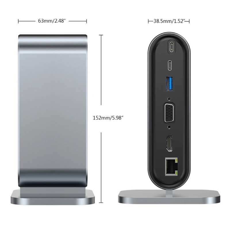 Imagem -03 - Estação Encaixe 12 Tipo-c Hub Vertical Multi-interfaces 4khd Rj45 Vga Usb pd Adaptador Energia Paramacbook