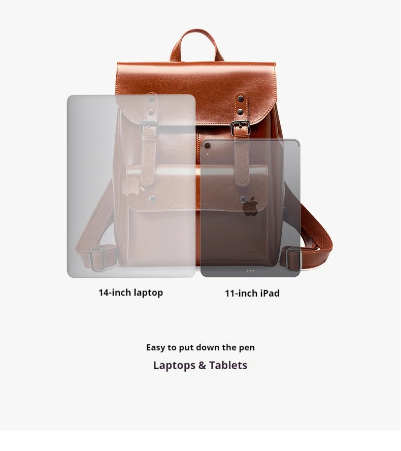 100% Full Grain Leather Backpack Brown for Women, Large Vintage 2026 New Laptop, Сумка Женская