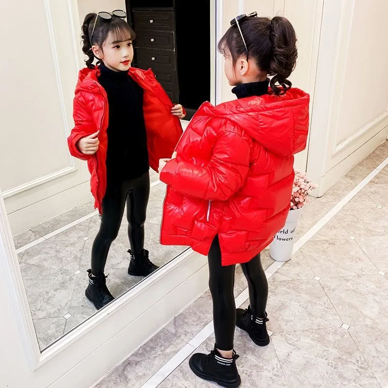 

2025 New Winter Kids Korean Style Thickened Cottonpadded Coat Midlength Warm Tween Girl Winter Jacket