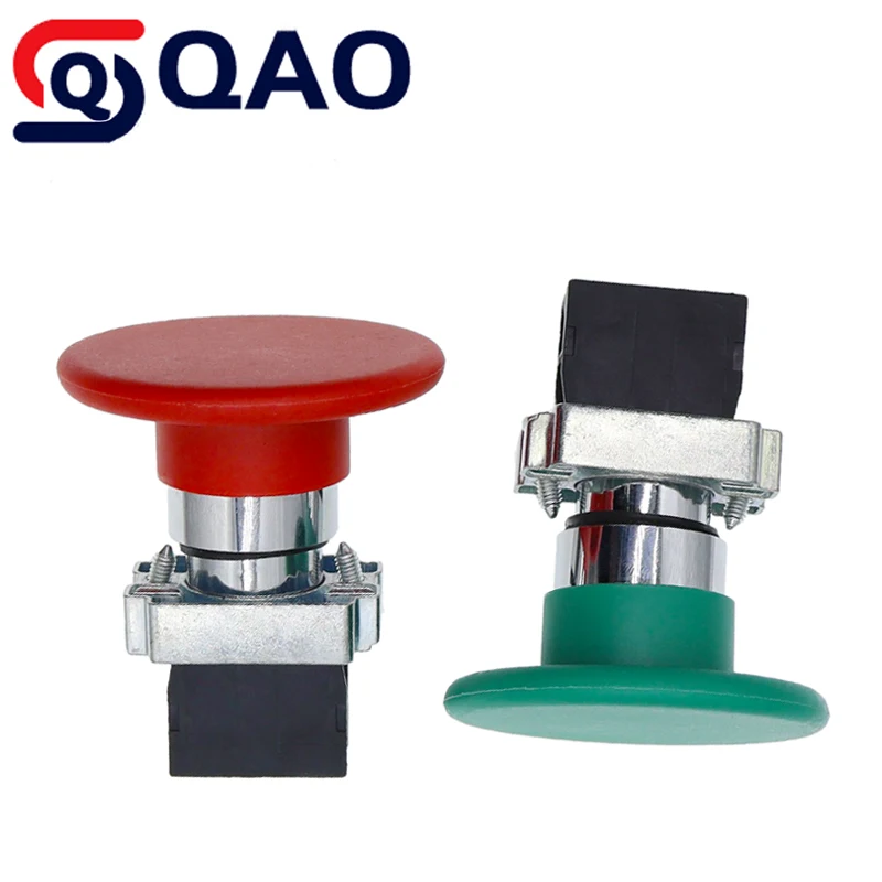 1pc 22mm XB2-BR21 BR31 BR42 BR41 1NO/1NC Mushroom Head Push Button Switch XB2-BC21 BC31 BC42 BC61 BC51 Momentary Reset Red Green