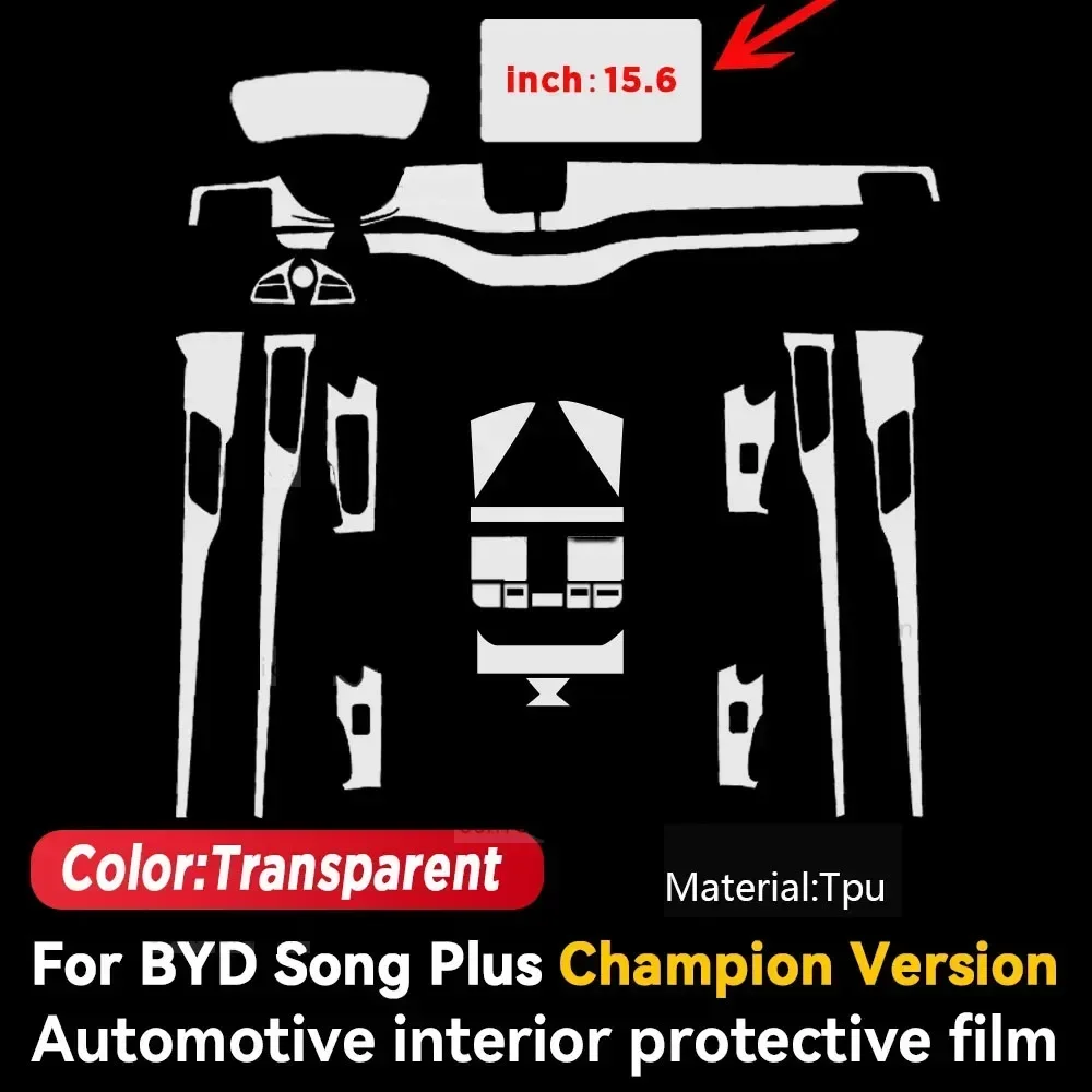 Protective Film Car Interior Central Control Navigation Panel Auto Sticker TPU For BYD SONG PLUS Champion Version 2023 2024