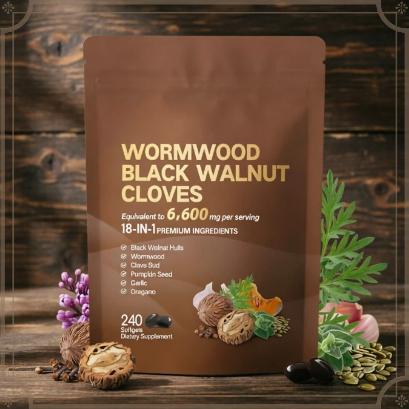 

Wormwood Black Walnut Clove Capsules - 6600mg 18-in-1 Herbal Blend, Detox & Gut Support, 240 Softgels for Daily Cleanse