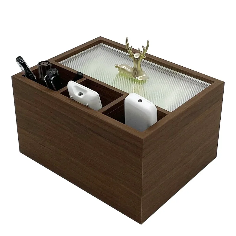 Spot black walnut wood tissue storage box napkins+remote multifunctional storage tray luxury.